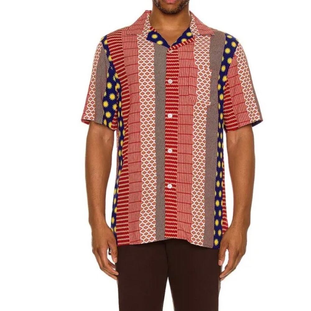 OAS Mixtape Men’s The Cuba Shirt Collared Button Down XL Red Blue Lightweight